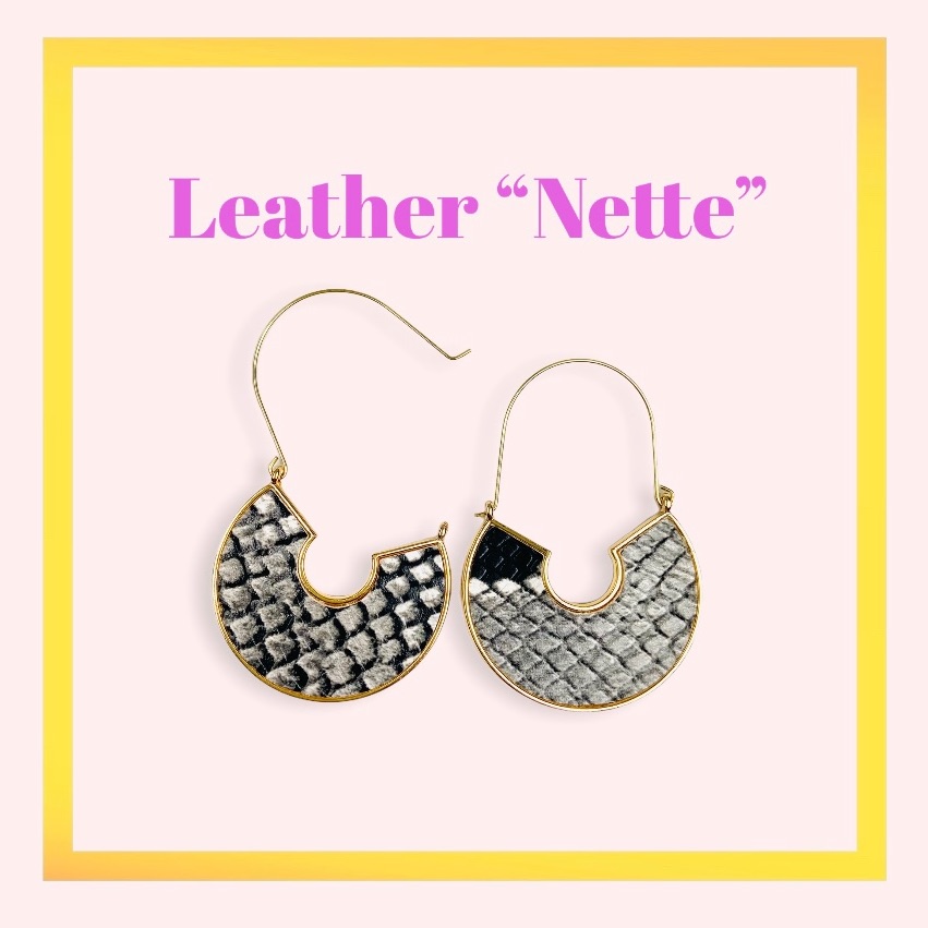 Wire Drop “Nette” Snake Print Earrings